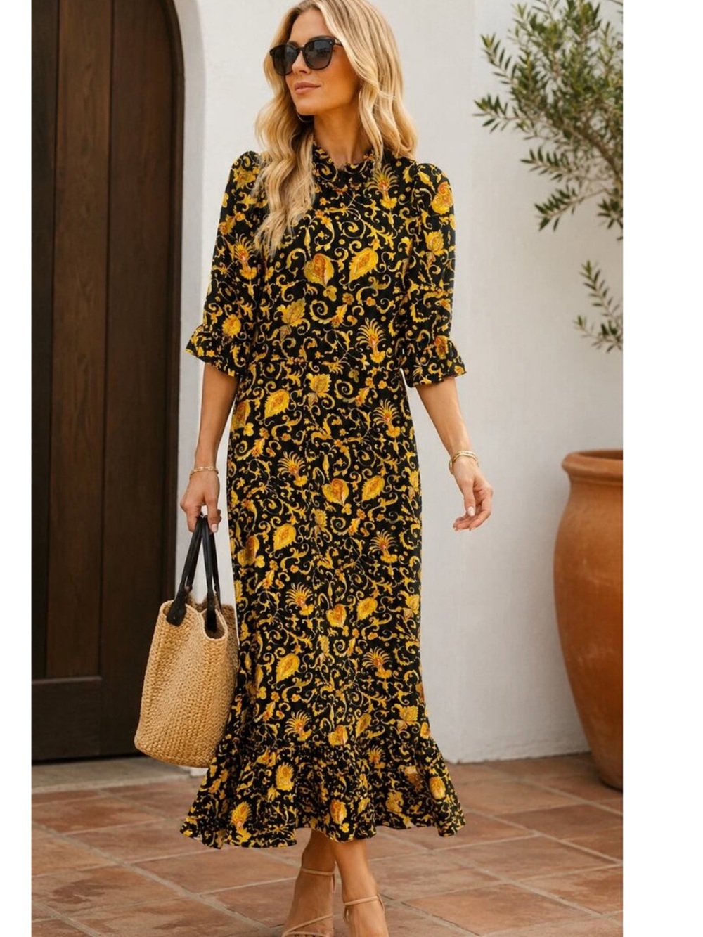 Rhode Félix Midi Dress Baroque Hearts
